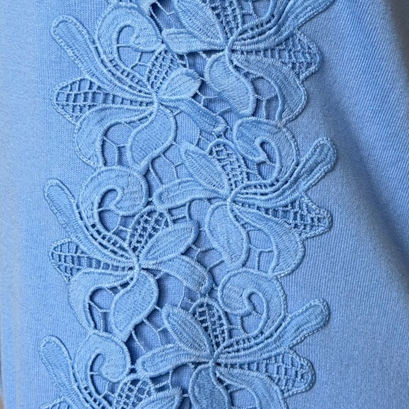 Talbots Lace Pima Cotton Blue Button-Down Elegant Cardigan Top-XS - Picture 7 of 14